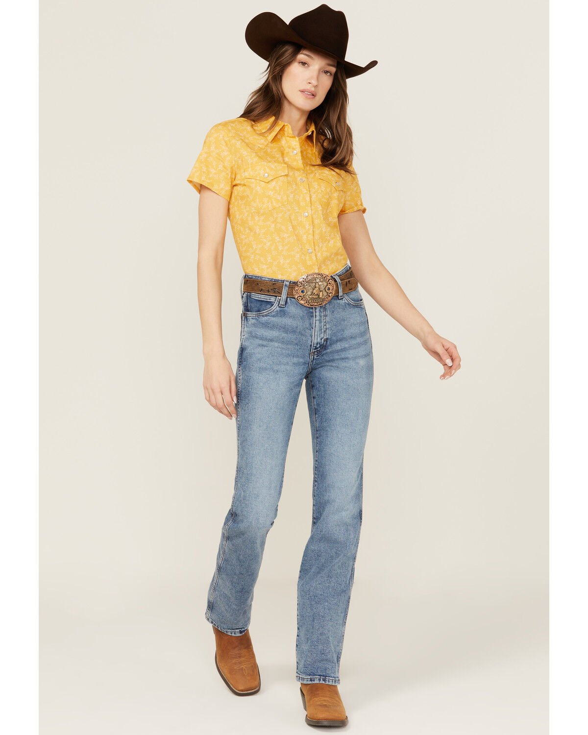 Image #1 - Wrangler Retro Women's Georgia Medium Wash High Rise Bailey Stretch Bootcut Jeans, Medium Wash, hi-res
