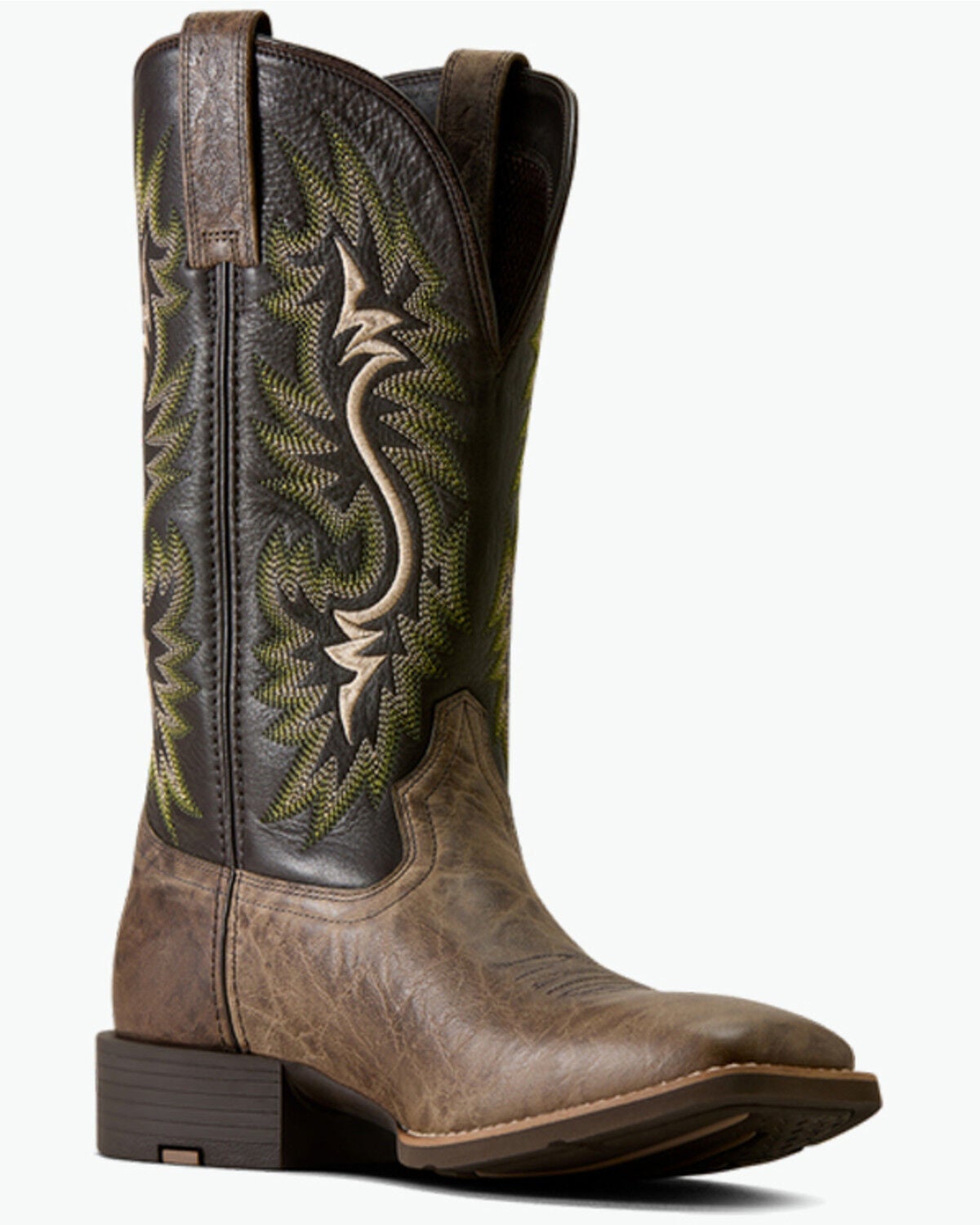 Image #1 - Ariat Men's Sport Colter Elephant Print Performance Boots - Broad Square Toe, Green, hi-res