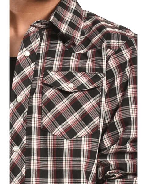 Image #5 - Wrangler Boys' Assorted Plaid Long Sleeve Pearl Snap Western Shirt , Plaid, hi-res