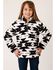 Image #1 - Roper Girls' Southwestern Print Fuzzy Polar Fleece Pullover, Black, hi-res
