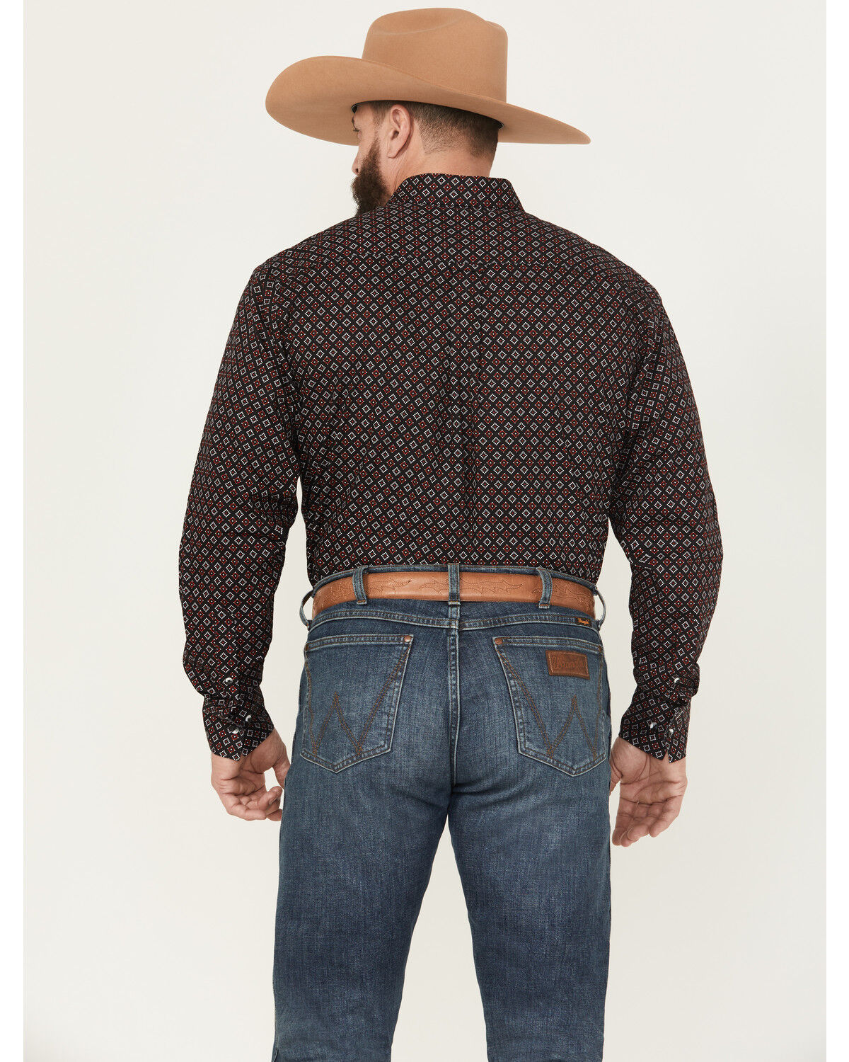 Image #4 - Rodeo Clothing Men's Geo Print Long Sleeve Button-Down Shirt, Black, hi-res