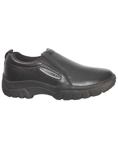 Roper Men's Performance Smooth Leather Slip-On Shoes - Round Toe, Black, hi-res