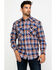 Image #5 - Rough Stock By Panhandle Men's Walpole Stretch Plaid Print Long Sleeve Western Shirt , Rust Copper, hi-res