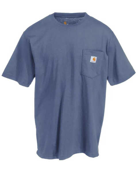 Carhartt Men's Loose Fit Heavyweight Logo Pocket Work T-Shirt, Blue Stone, hi-res