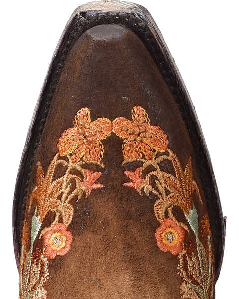 Image #6 - Corral Women's Floral Embroidered Lamb Western Boots - Snip Toe, Chocolate, hi-res