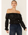 Image #1 - Lush Women's Star Print Top, Black, hi-res