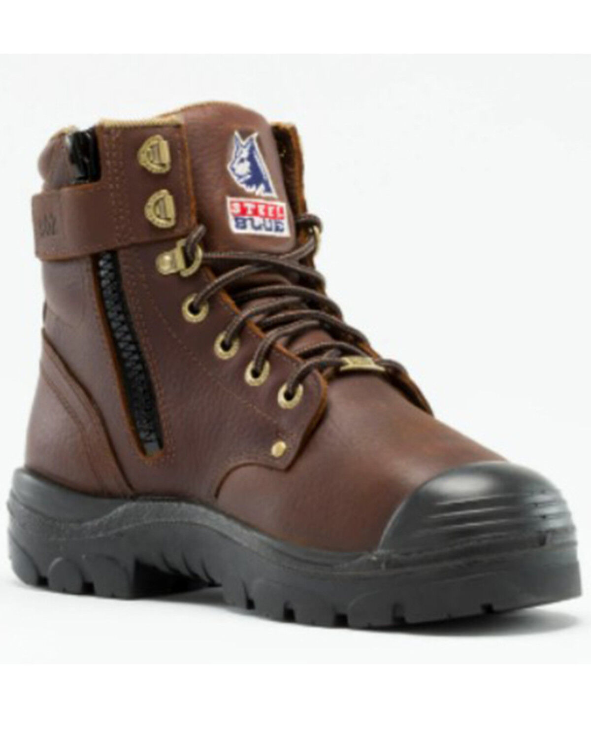 Image #1 - Steel Blue Men's Argyle 6" Zip & Lace-Up Work Boots - Steel Toe, Brown, hi-res