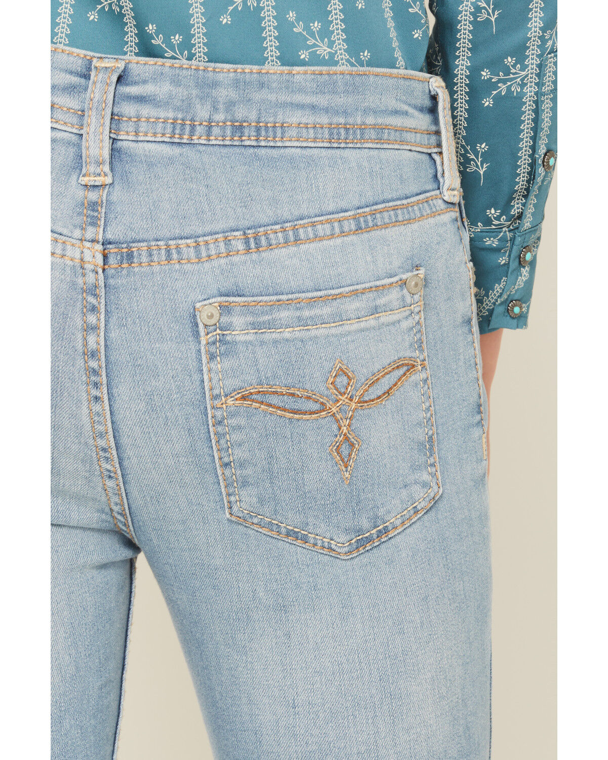 Image #4 - Shyanne Girls' Light Wash Shayla Bootcut Stretch Denim Riding Jeans, Light Wash, hi-res