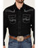 Rock 47 By Wrangler Men's Embroidered Long Sleeve Snap Western Shirt - Tall, Black, hi-res