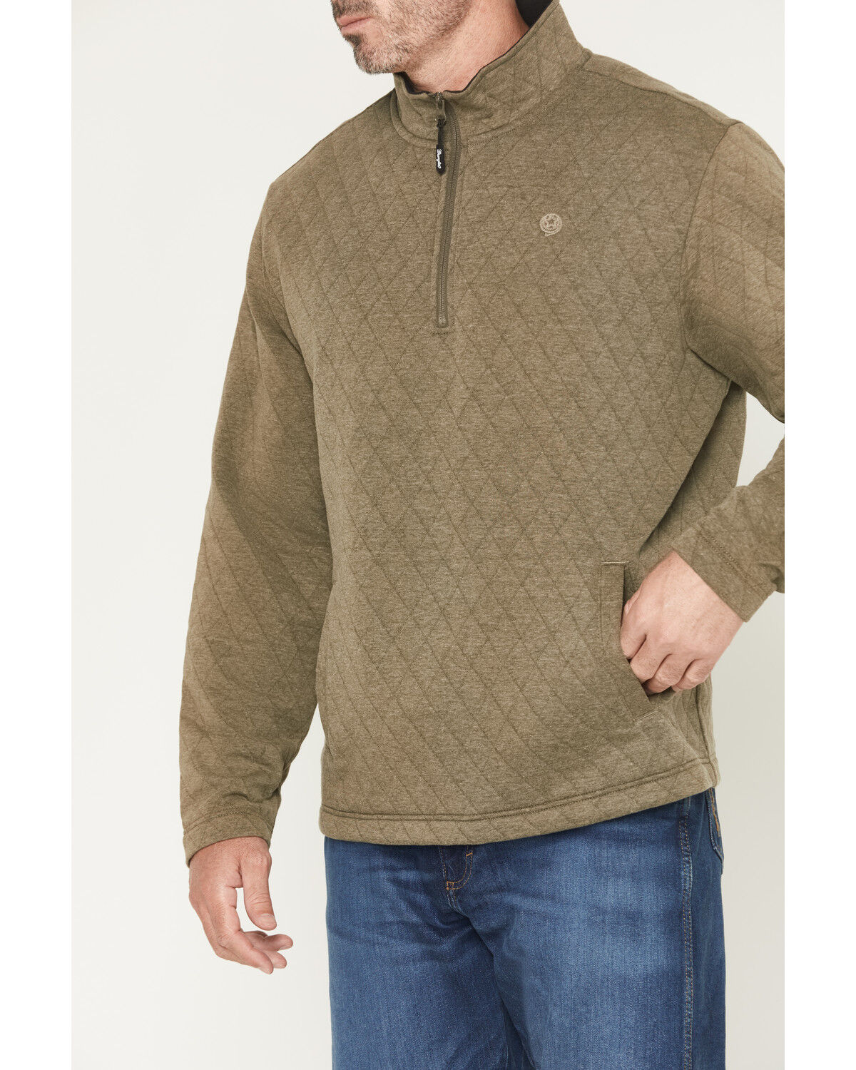 Image #3 - George Strait by Wrangler Men's Solid 1/4 Zip Pullover, Olive, hi-res