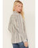 Image #4 - North River Women's Stripe Print Long Sleeve Button Down Flannel Shirt, Ivory, hi-res