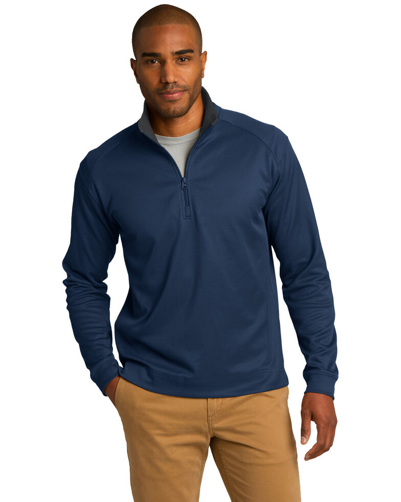 Port Authority Men's True Navy & Iron Grey 3X Virtual Texture 1/4 Zip Work Pullover Sweatshirt - Big , Multi, hi-res