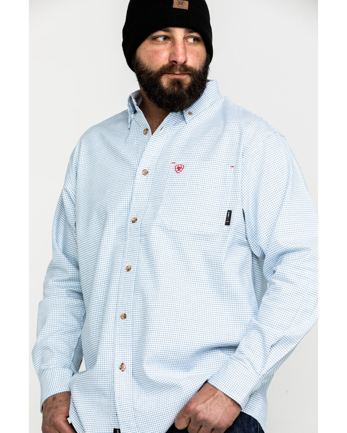 Image #1 - Ariat Men's FR Solid Durastretch Long Sleeve Work Shirt, White, hi-res