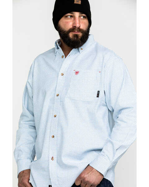Image #1 - Ariat Men's FR Solid Durastretch Long Sleeve Work Shirt  , White, hi-res