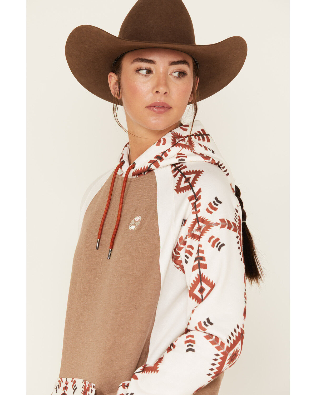 Image #3 - Hooey Women's Boot Barn Exclusive Southwestern Print Contrast Hoodie, Cream, hi-res