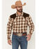 Image #1 - Cody James Men's Mad Plaid Print Corduroy Long Sleeve Snap Western Shirt - Tall, Tan, hi-res