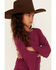 Image #2 - Shyanne Girls' Bell Sleeve Ruched Side Top, Fuchsia, hi-res