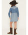 Image #4 - Wrangler Girls' Two-Toned Long Sleeve Denim Dress, Blue, hi-res