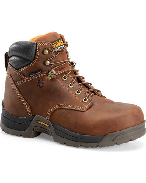 Image #1 - Carolina Men's 6" Waterproof Work Boots - Broad Toe, Brown, hi-res