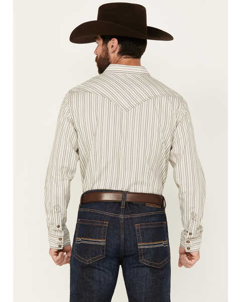 Image #4 - Cody James Men's Straight Lines Striped Long Sleeve Snap Western Shirt , Cream, hi-res