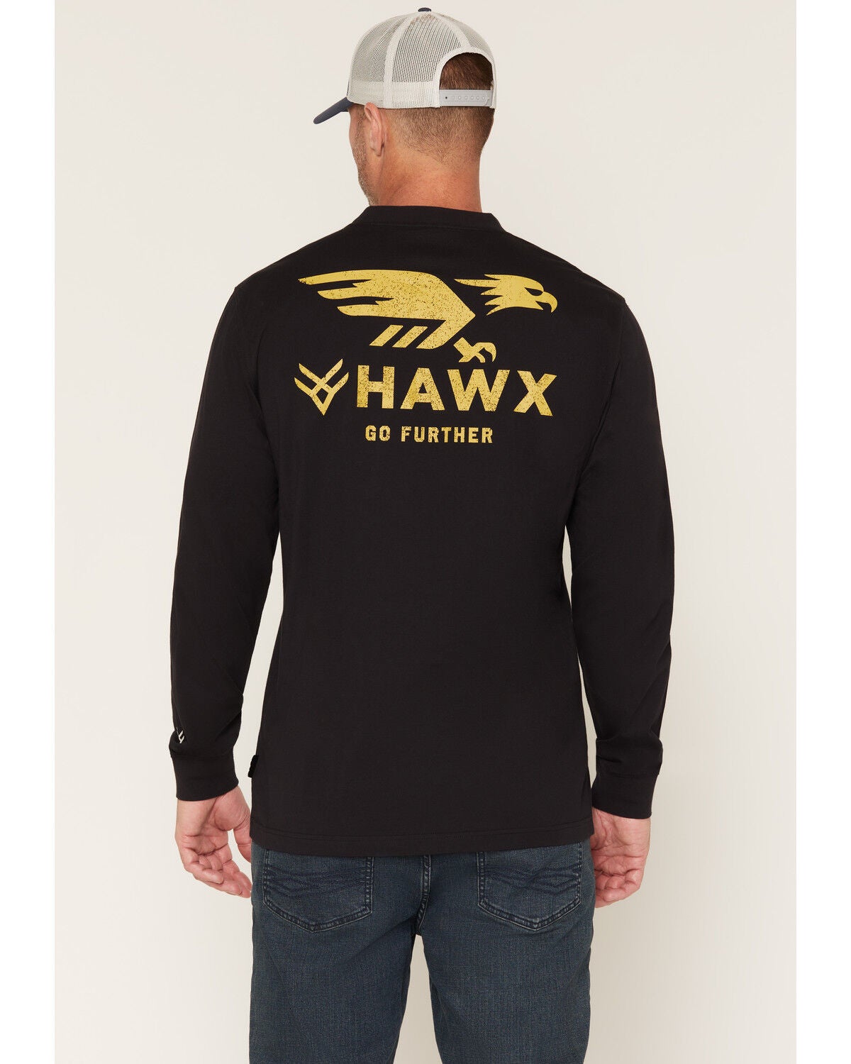 Image #1 - Hawx Men's Go Further Long Sleeve Graphic Work T-Shirt, Black, hi-res