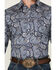 Image #3 - Rough Stock by Panhandle Men's Paisley Print Long Sleeve Pearl Snap Stretch Western Shirt, Navy, hi-res