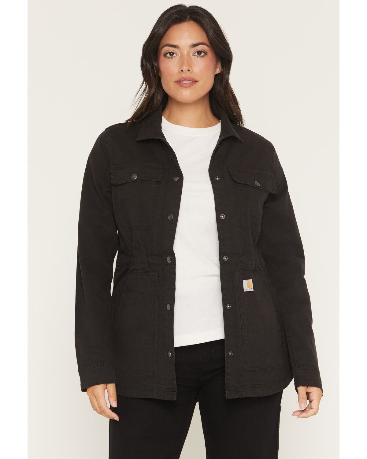 Image #1 - Carhartt Women's Tencel&trade; Fiber Series Relaxed Canvas Coat, Black, hi-res