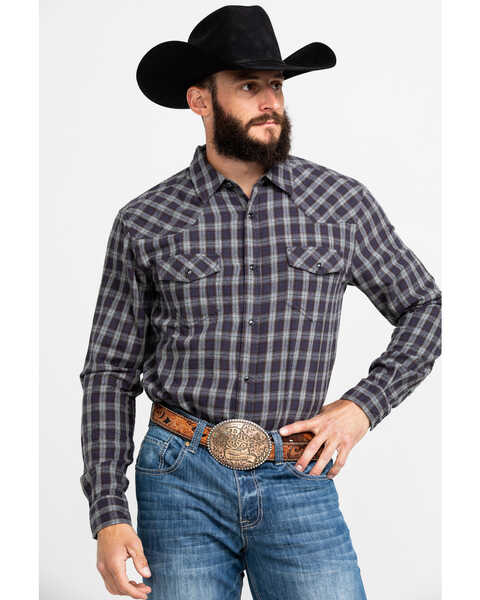 Cody James Men's Flying Squirrel Plaid Long Sleeve Western Flannel Shirt  , Grey, hi-res