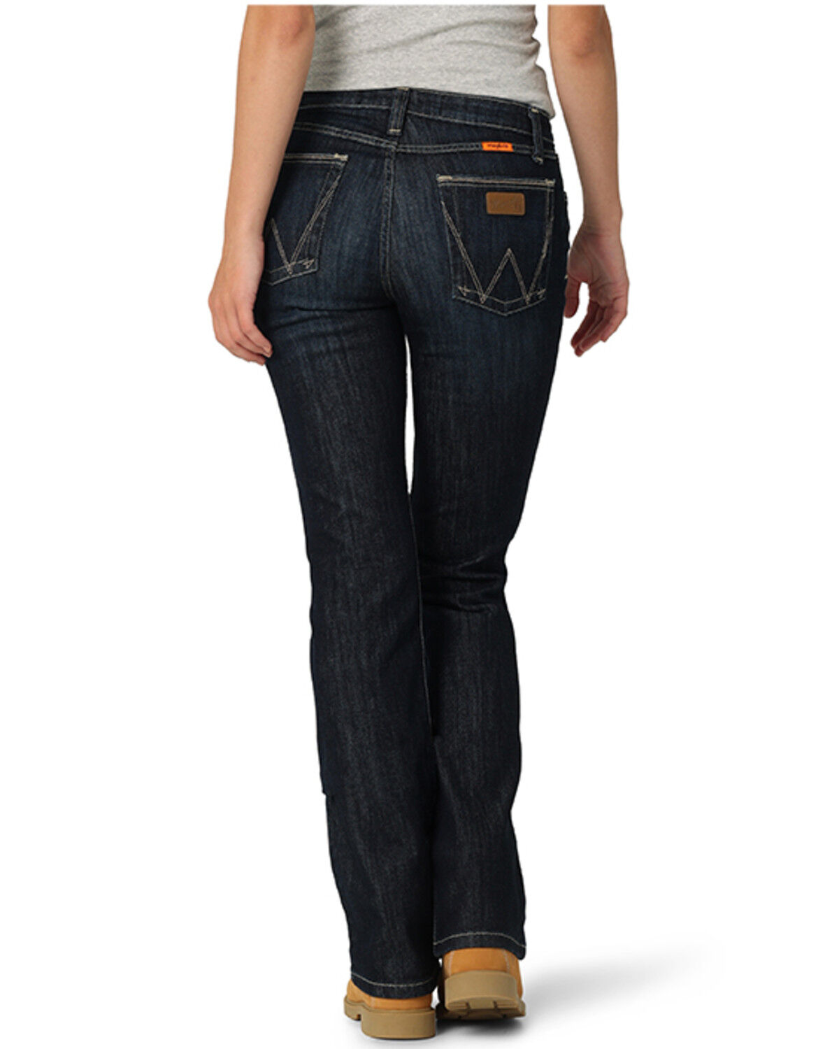 Image #2 - Wrangler Women's FR Mae Cherry Point Dark Wash Bootcut Work Jeans, Indigo, hi-res