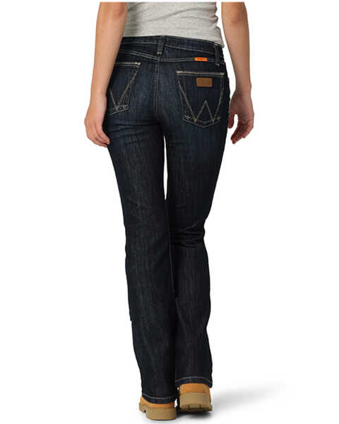 Image #2 - Wrangler Women's FR Mae Cherry Point Dark Wash Bootcut Work Jeans , Indigo, hi-res