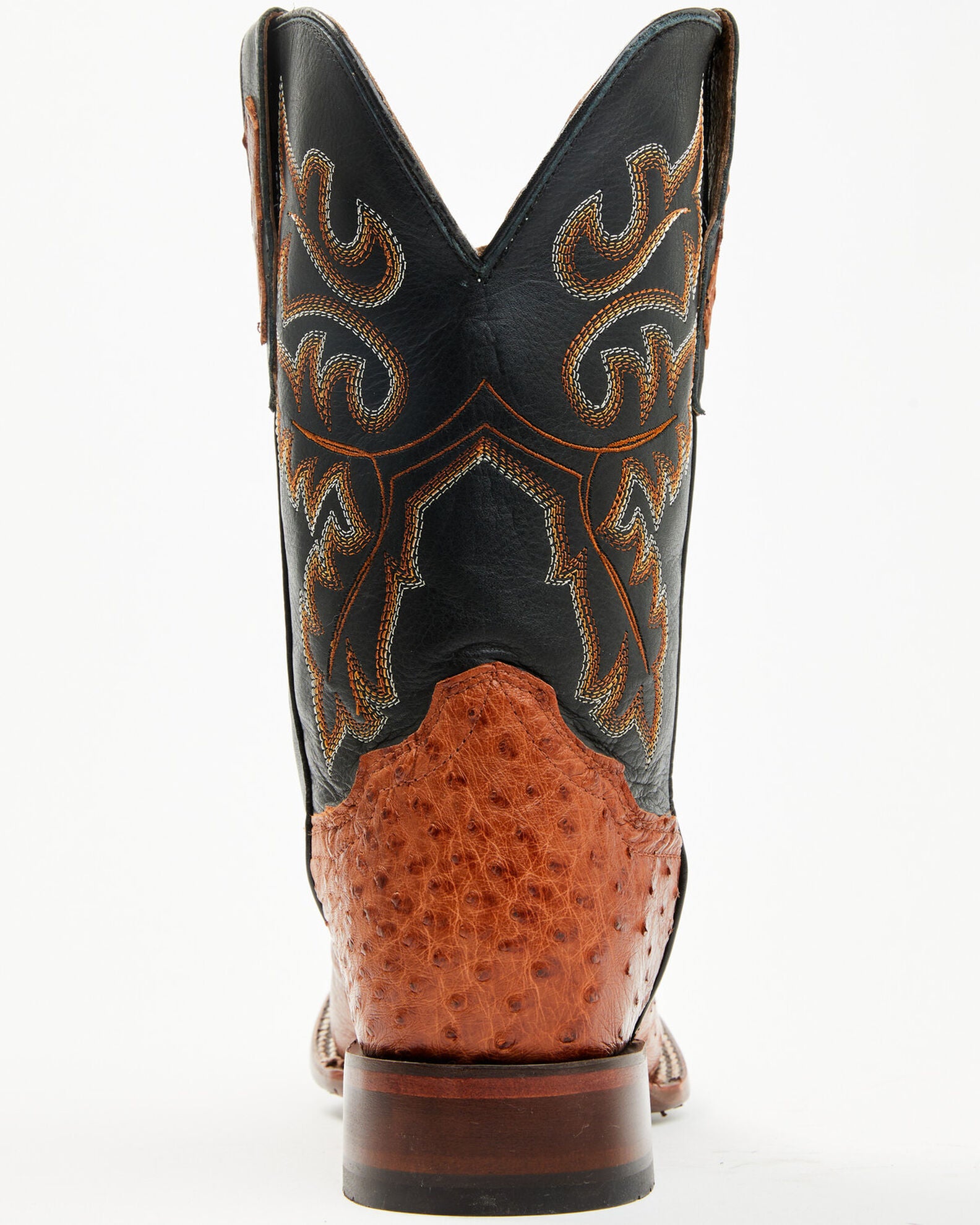 Cognac Ostrich Square Toe Western Boots