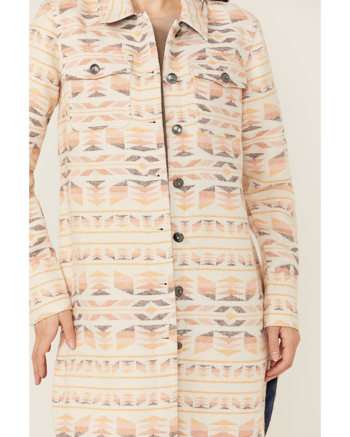 Image #3 - Shyanne Women's Southwestern Print Long Shacket, Off White, hi-res