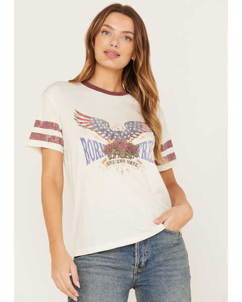 Image #1 - White Crow Women's American Made Football Short Sleeve Graphic Tee, White, hi-res