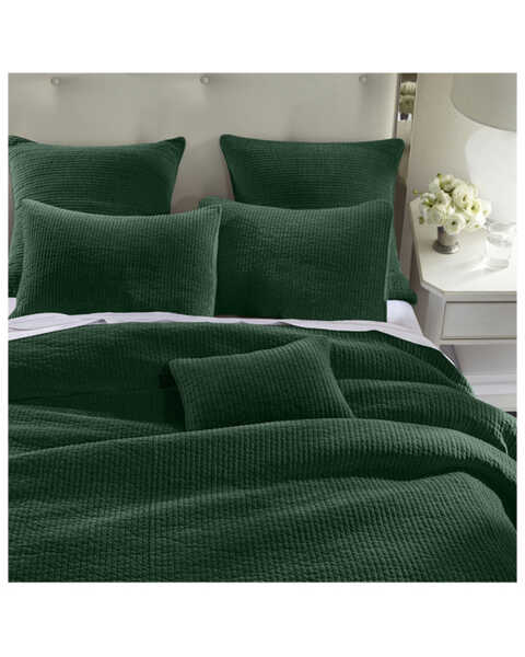 Image #1 - HiEnd Accents Emerald Stonewashed Cotton & Velvet 3-Piece King Quilt Set , Green, hi-res