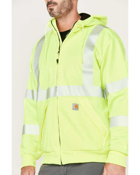 Image #3 - Carhartt Men's Hi-Vis Loose Fit Thermal Full-Zip Hooded Work Jacket, Bright Green, hi-res