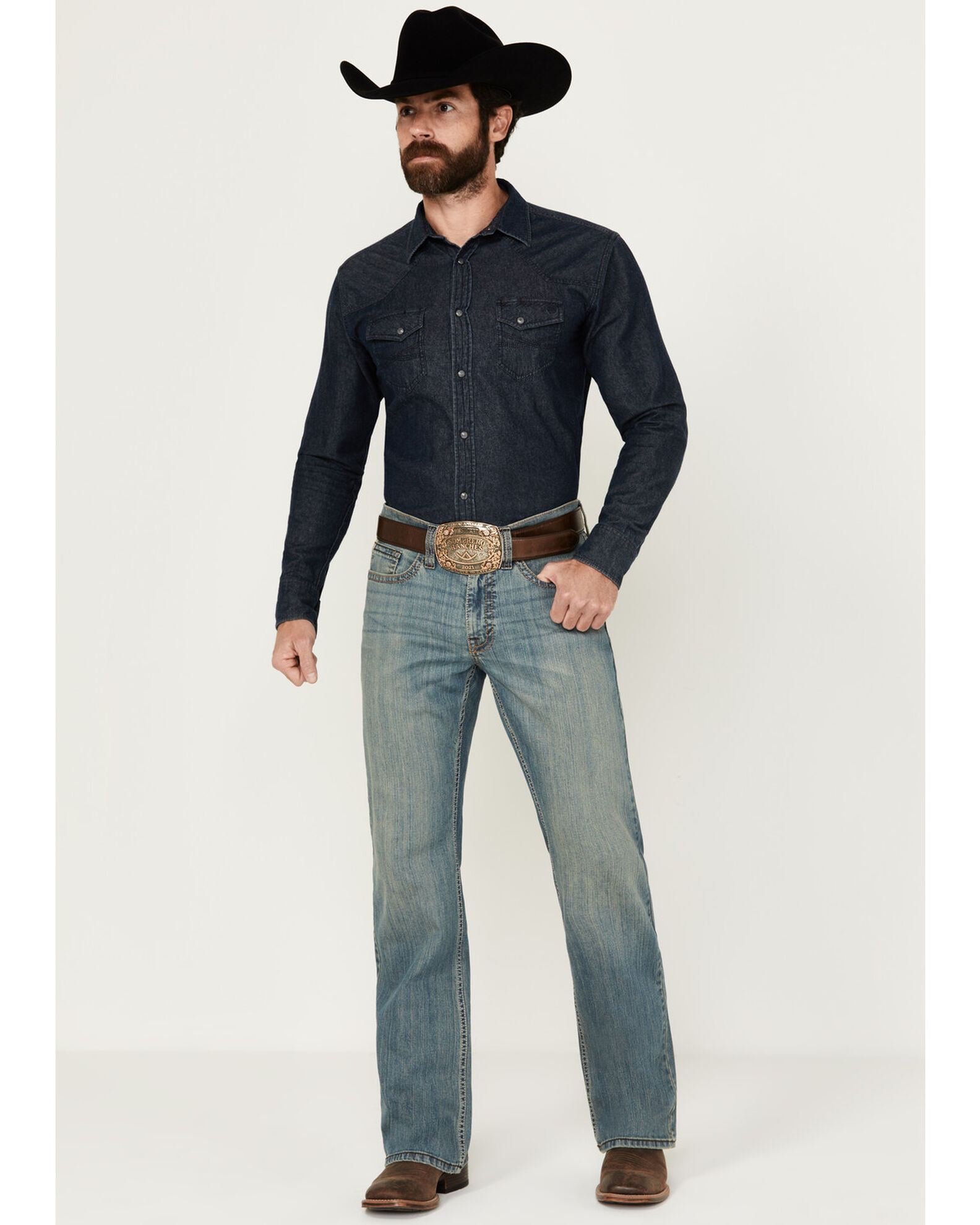 Image #1 - Cody James Men's Medium Wash Relaxed Bootcut Stretch Denim Jeans, , hi-res