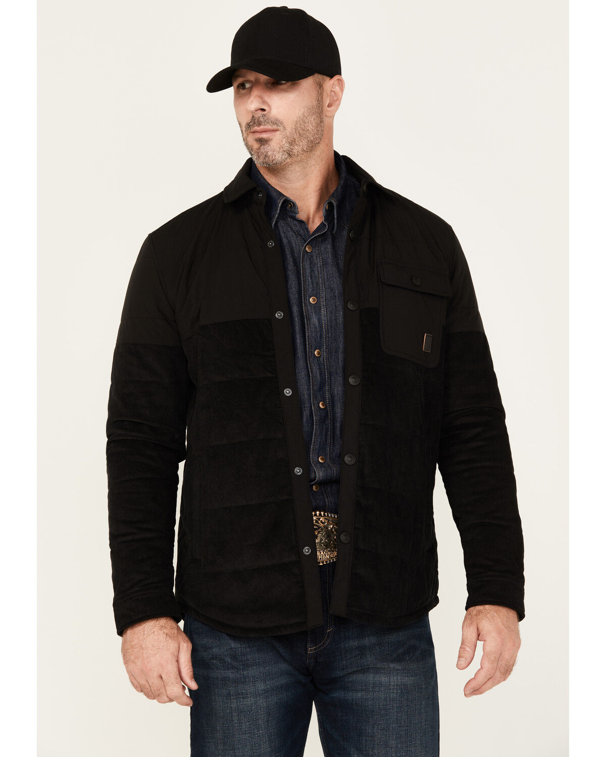 Image #1 - Brothers and Sons Men's Fulton Corduroy Lightweight Puffer Jacket, Black, hi-res