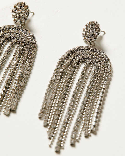 Image #2 - Shyanne Women's Bridal Beaded Fringe Earrings , Silver, hi-res