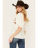 Image #4 - Shyanne Women's Embroidered Bodice Short Sleeve Crinkle Peasant Top, Cream, hi-res