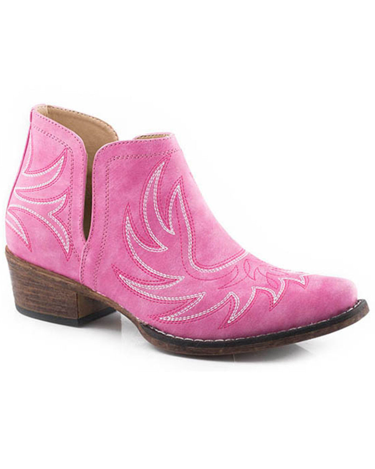 Image #1 - Roper Women's Ava Vintage Western Booties - Snip Toe, Pink, hi-res