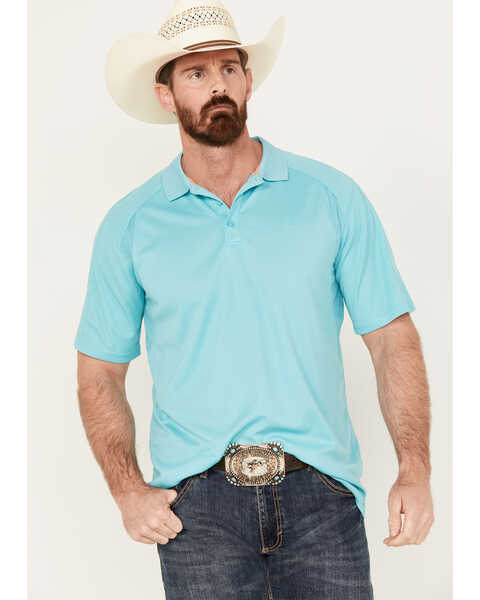 Image #1 - Ariat Men's AC Short Sleeve Polo Shirt, Turquoise, hi-res