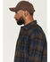 Image #2 - Lucky Brand Workwear Men's Rainer Plaid Print Long Sleeve Button-Down Flannel Shirt, Navy, hi-res