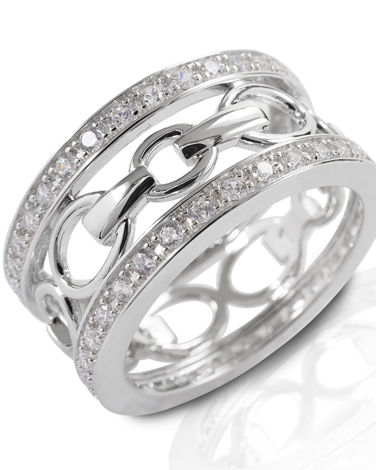 Kelly Herd Women's Wide Band Bit Ring, Silver, hi-res