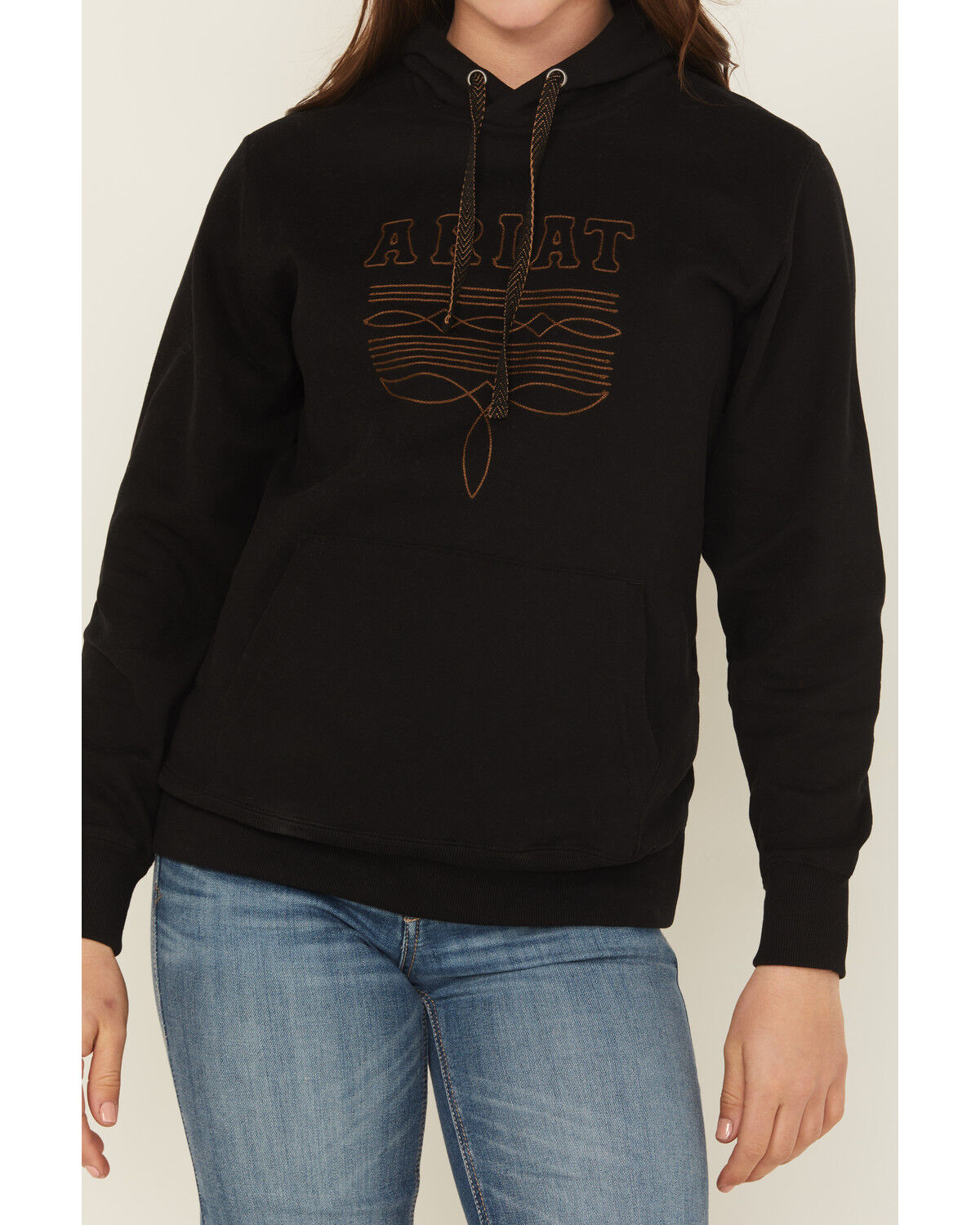 Image #3 - Ariat Women's Logo Bootstitch Hoodie, Black, hi-res