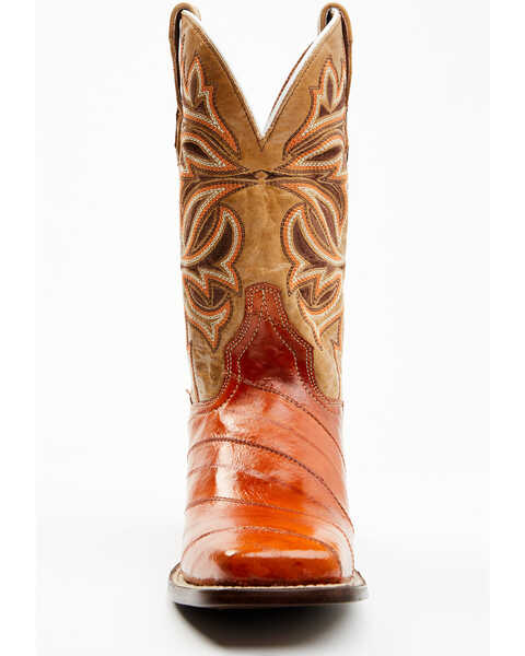 Image #4 - Dan Post Women's Peanut Exotic Eel Western Boot - Broad Square Toe, Brown, hi-res