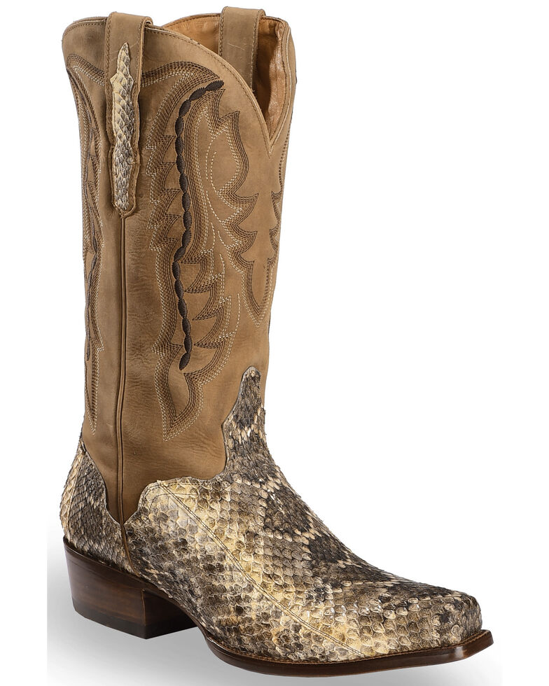 El Dorado Men's Handmade Western Rattlesnake Cowboy Boots - Square Toe, Natural, hi-res