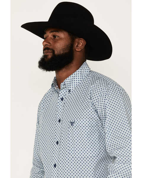 Image #2 - Cowboy Hardware Men's Diamond Star Print Long Sleeve Button-Down Western Shirt, Blue, hi-res