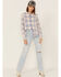 Flag & Anthem Women's Long Sleeve Plaid Pocket Button Shirt, Light Blue, hi-res