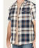 Image #3 - Hawx Men's Hedgerow Plaid Print Short Sleeve Snap Work Shirt, Navy, hi-res