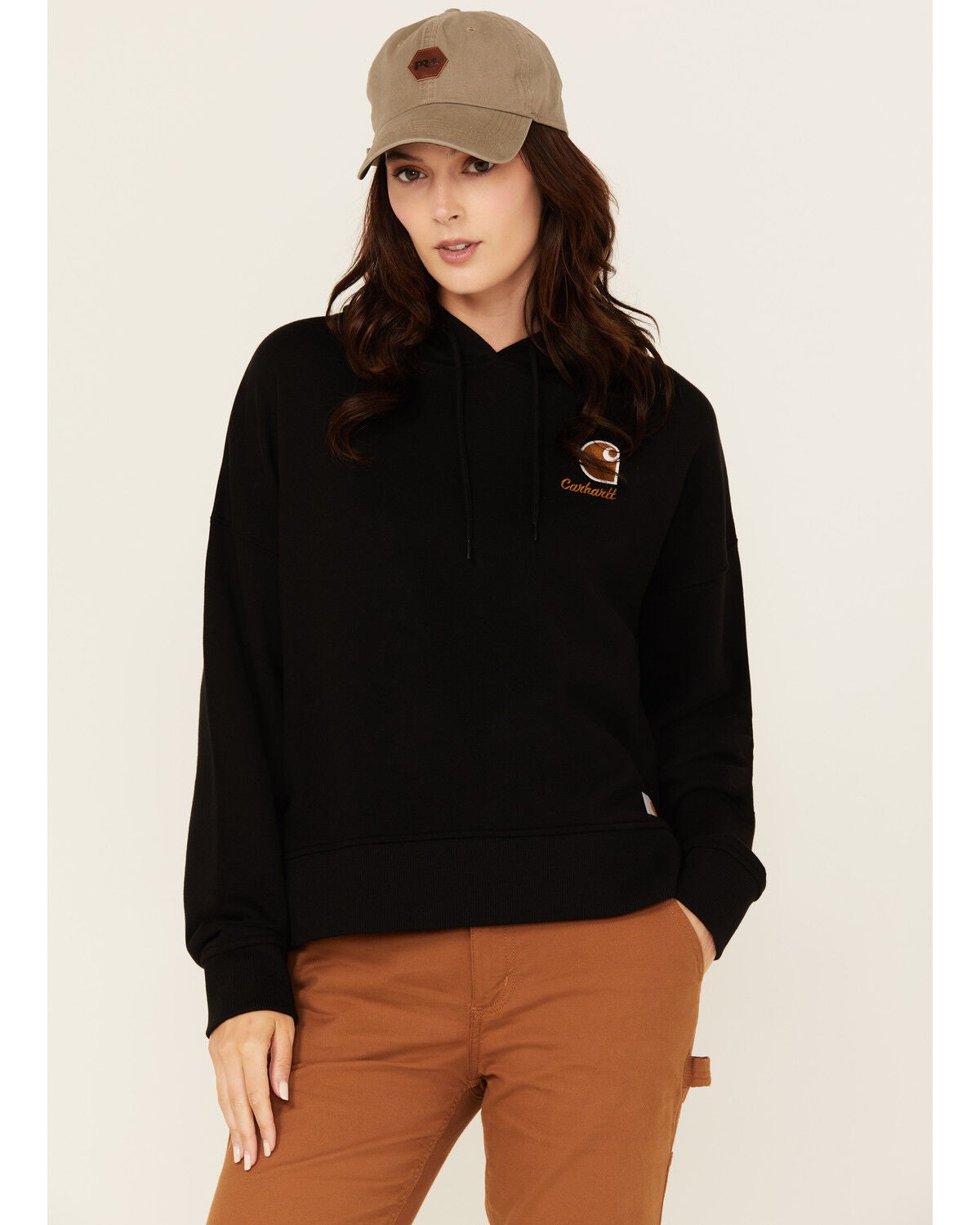 Carhartt Women's Tencel&trade; Fiber Series Loose Fit Graphic Hoodie, Black, hi-res